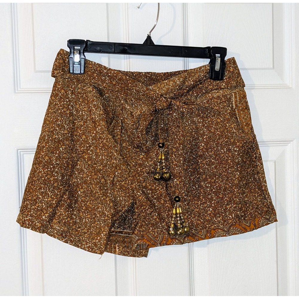 Junglee Billee Tie Front Shorts Paisley Print Boho Festival‎ S/M NEW